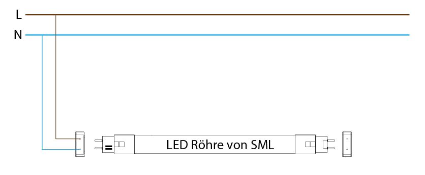 Umrüstung Anschluss einer Leuchte mit EVG auf LED Röhre von SML